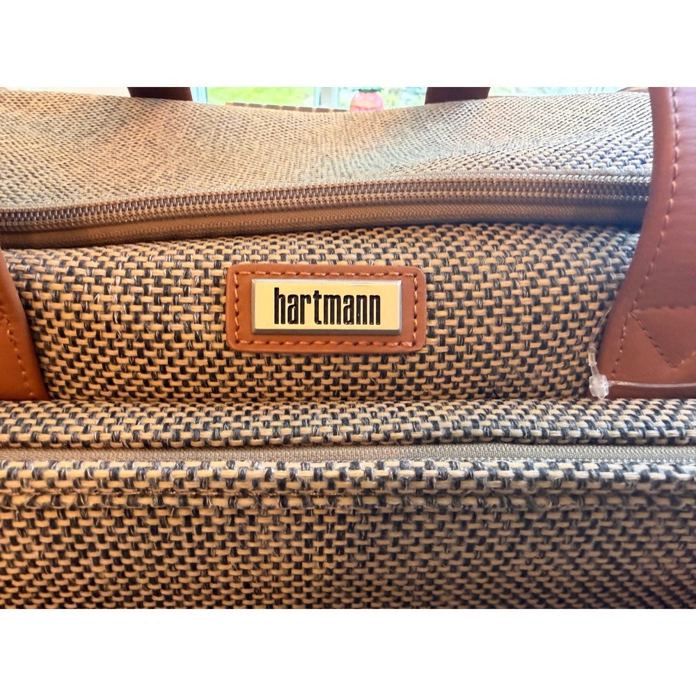 Hartmann Herringbone Weekender Duffel Bag USB Charging Brown Tan 21" Carry On - Picture 2 of 16